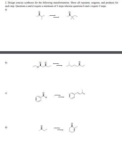 Design Concise Syntheses For The Following Transformations