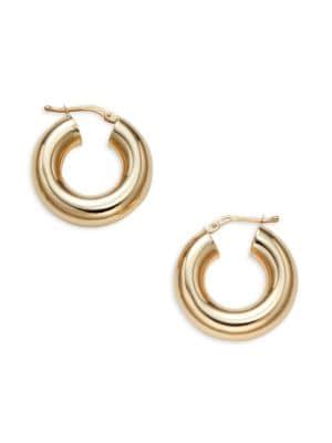 Saks Fifth Avenue Made In Italy K Yellow Gold Tube Hoop Earrings On