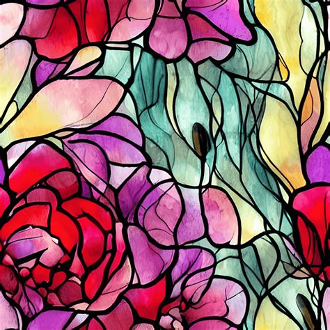 Beautiful Modern Floral Stained Glass Panel Pattern · Creative Fabrica