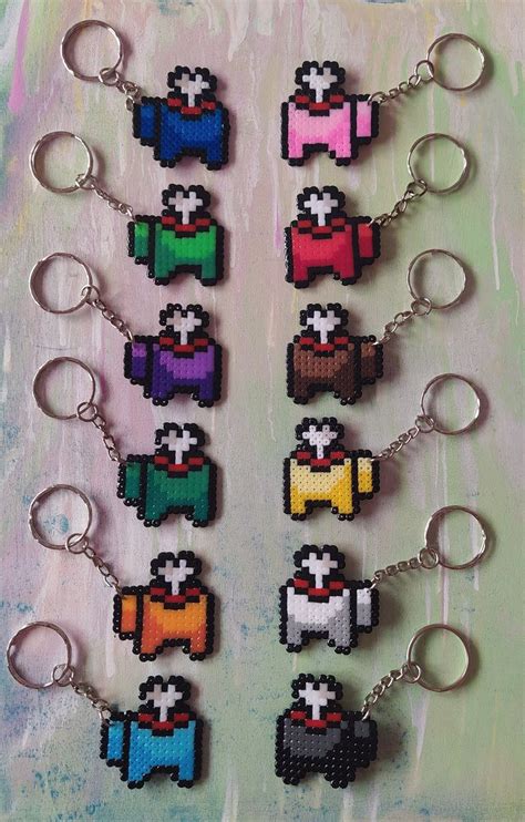 Among Us Keychain - Pixel art - Hama beads in 2020 | Pixel art pattern ...