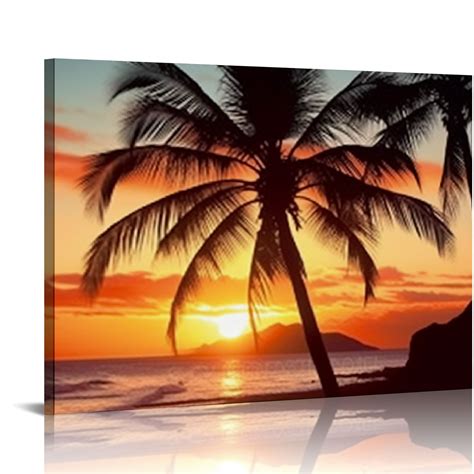 COMIO Beach Sunset Canvas Wall Art Hawaii Landscape Paintings Nature