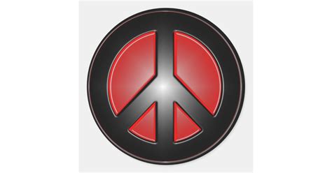 Red Peace Sign Classic Round Sticker Zazzle