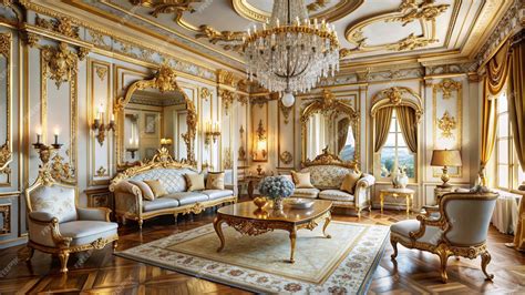 Opulent palace interior with rococo design element | Premium AI-generated image