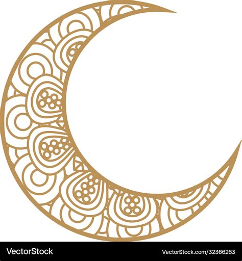 Crescent moon golden on white background Vector Image