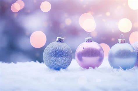 Bola de adornos navideños sobre fondo de nieve Foto Premium