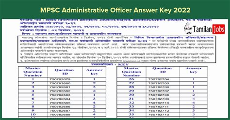 Mpsc Administrative Officer Final Answer Key 2023 Released Check Here