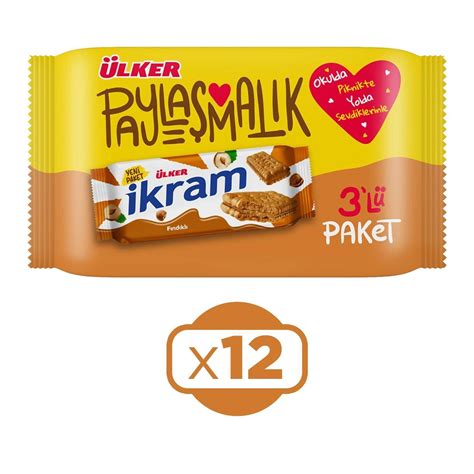 Ülker İkram Fındıklı Kremalı Bisküvi 3x84 gr X 12 Adet idefix