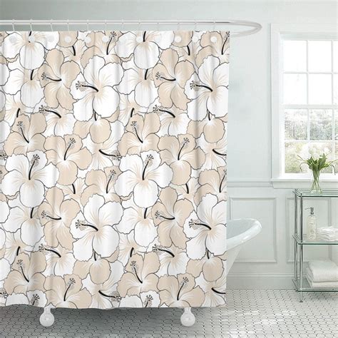 KSADK Abstract Trendy Floral Pattern With Many White And Beige Hibiscus