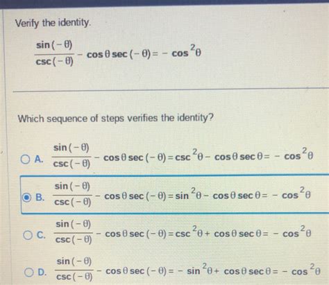 Solved Verify The Identity Sin Csc Cosec Cos