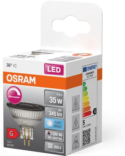 Osram Superstar Led Gu5 3 Spot Helder 5w 345lm 940 Koel Wit Dimbaar