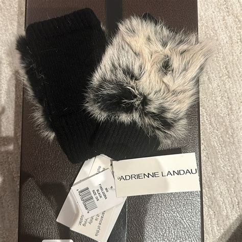 Adrienne Landau Accessories White And Black Rabbit And Black Wool