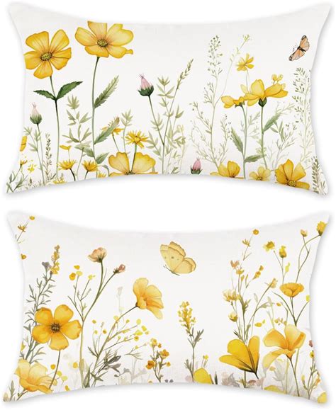 Tajwe Spring Floral Throw Pillow Covers 12x20 Set Of 2