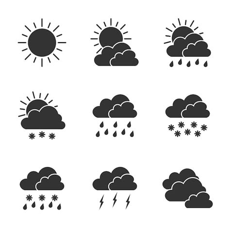 Premium Vector Different Weather Conditions Icons Weather Icons Set Vector Illustrations