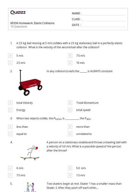 Elastic Collisions And Conservation Of Momentum Worksheets On