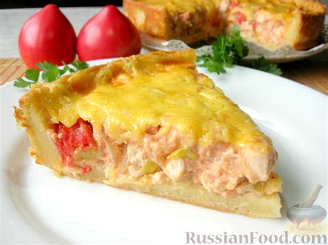 Рецепт: Картофельный пирог с курицей и овощами на RussianFood.com