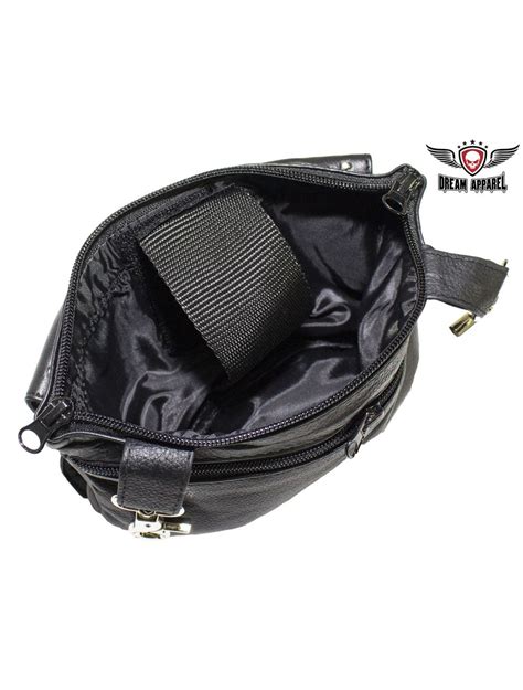 Studded Naked Cowhide Leather Gun Holster Belt Bag With Purple Silver Heart