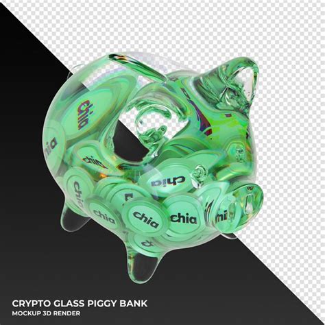 Premium Psd Chia Xch Glass Piggy Bank With Crypto Coins D Illustration