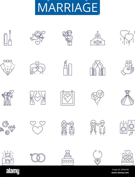 Iconos de línea de matrimonio signos establecidos Colección de diseño