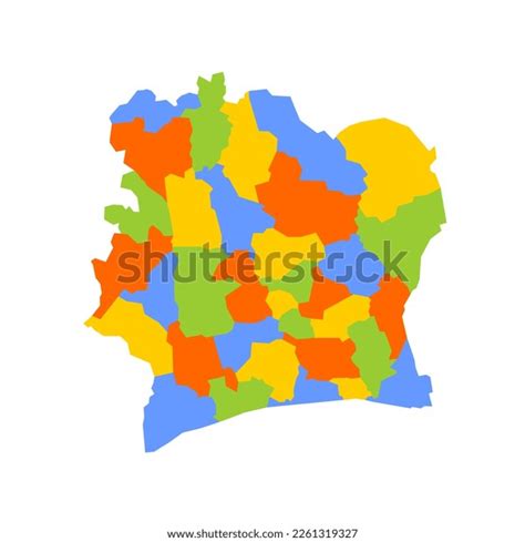 Ivory Coast Political Map Administrative Divisions Stock Vector