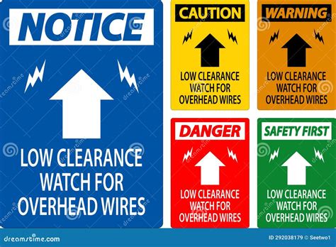 Caution Sign Low Clearance Watch For Overhead Wires Stock Vector