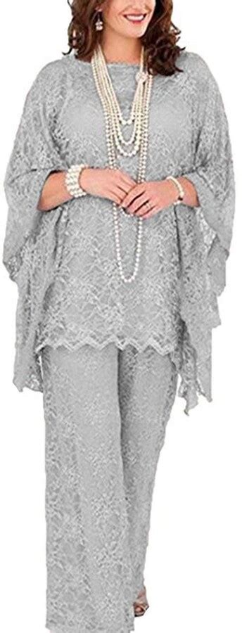 Hsls Women S 3 Pieces Elegant Lace Mother Of Bride Dress Pant Suits