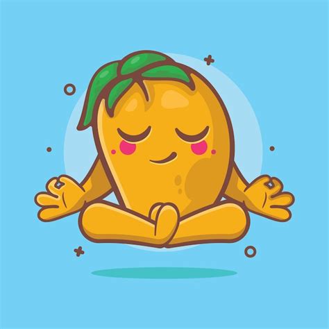 Mascota de personaje de fruta de mango tranquilo con pose de meditación