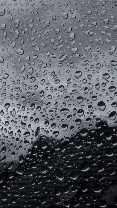 Black Glass Wallpaper Water Drizzle Drop Rain Moisture