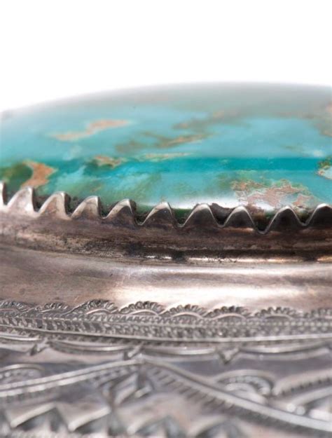 Fred Peshlakai Silver Box With Blue Gem Turquoise Four Winds Gallery