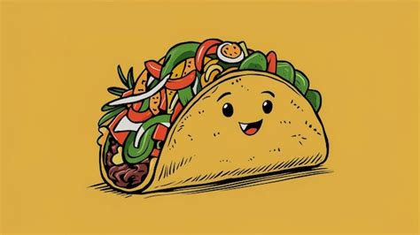 Un Dibujo De Dibujos Animados De Un Taco Con Una Sonrisa En él Foto