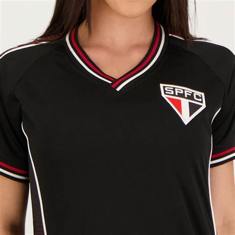 Camisa São Paulo Bordada Preta Feminina FutFanatics