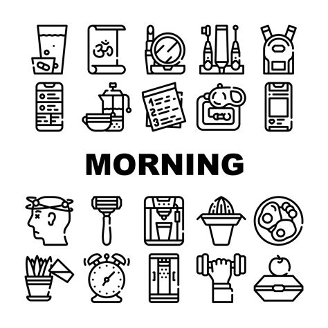 Morning Routine Daily Collection Icons Set Vector 8287403 Vector Art at ...