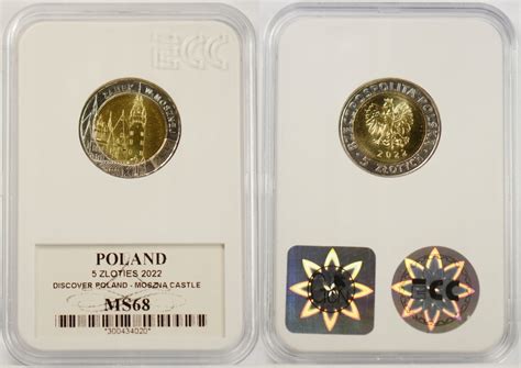 5 ZŁOTYCH 2022 ZAMEK W MOSZNEJ MS68 GCN 12343196576 Allegro pl