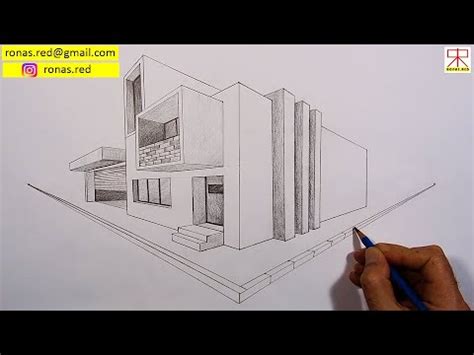 İki Noktalı Perspektif Modern Ev Çizimi Two point perspective