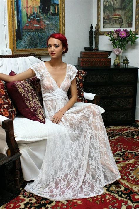 White Lace Bridal Nightgown Full Sweep Capelet Sleeve Wedding Lingerie Sleepwear Bridal Lingerie