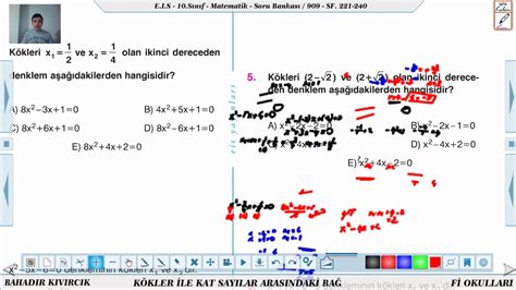 Matematik Bahadır Kıvırcık 10 Sınıf Eis Soru Bankası 2 Dereceden