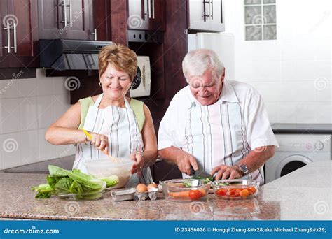 Elderly Couple Cooking Stock Photo Image Of Adult Married 23456026