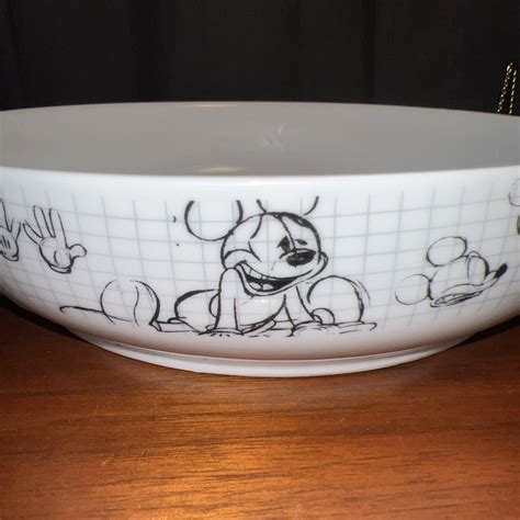 RARE HTF Disney Sketchbook Mickey Mouse Dinner Bowls 2F Pasta Bowl Set