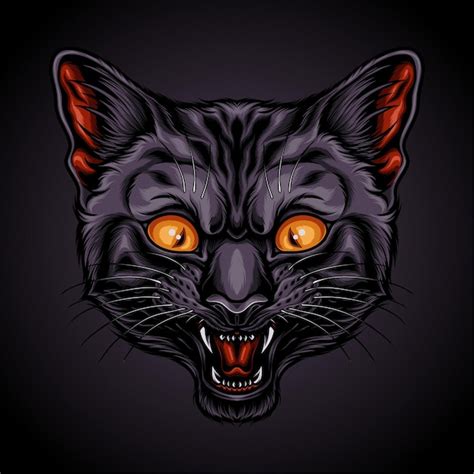 Premium Vector Black Cat Head Vector Illustration