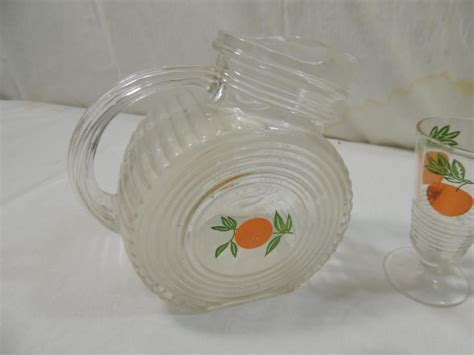 Vintage Orange Juice Pitcher And Glasses