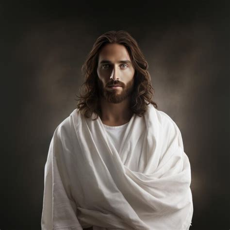 Premium Photo Jesus In A White Robe On A Dark Background