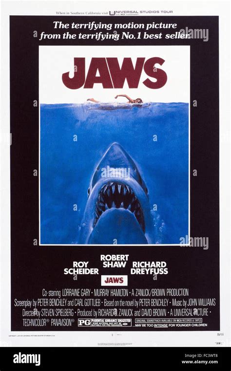 Jaws Movie Poster 1974 Stock Photo Alamy