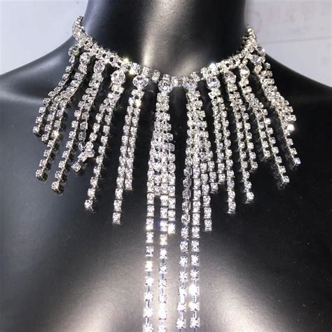 New Crystal Rhinestone Necklace Body Chain For Women Sexy Lingerie Nipple Jewelry Non Piercing