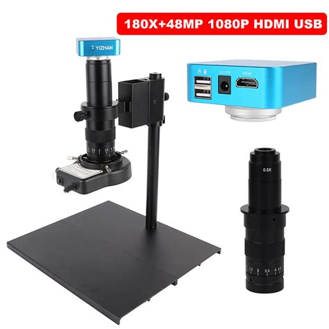 전자 납땜용 풀 HD 디지털 현미경, 180X C 마운트 렌즈, USB VGA, 1080P, 60FPS, 48, 38, 13MP ...