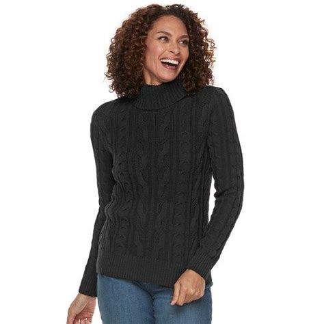 Womens Croft And Barrow® Cable Knit Turtleneck Sweater Sweaters