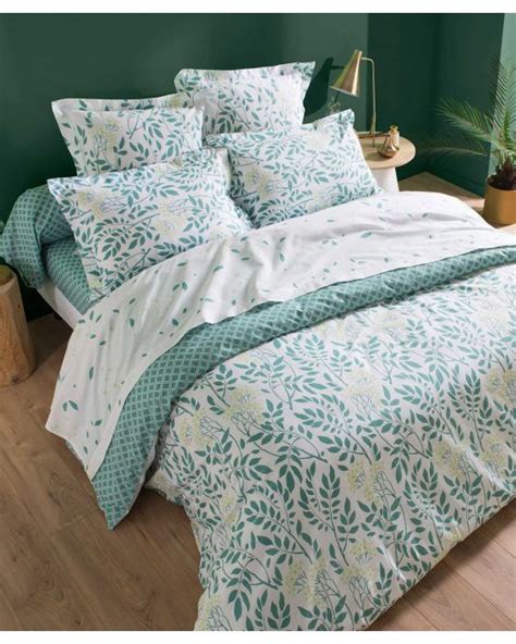 Housse De Couette Feuilles Vertes Pur Coton Damart Fr