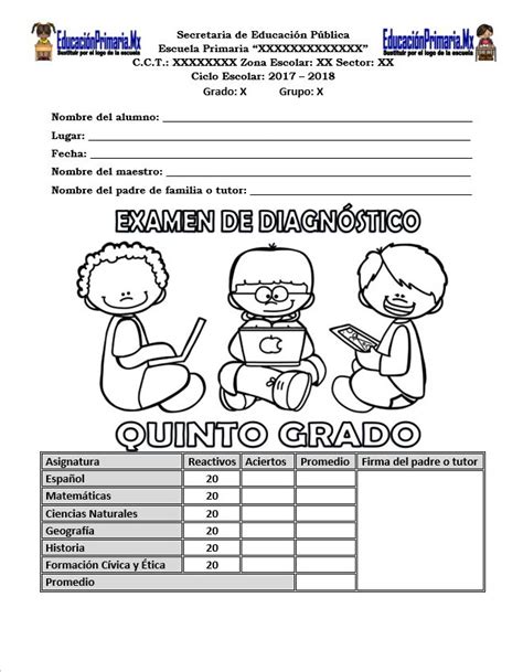 Examen Del Quinto Grado Para El Primer Bloque Del Ciclo Escolar My