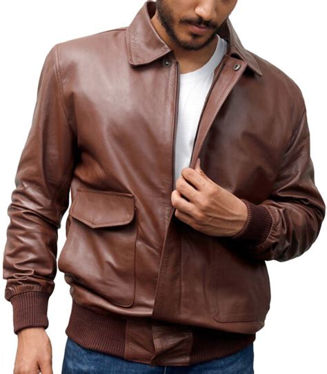 Mens A 2 Light Brown Leather Bomber Jacket Xtremejackets
