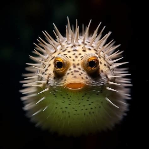 Premium AI Image A Fish With A Puffer Fish Head And A Beak That Says