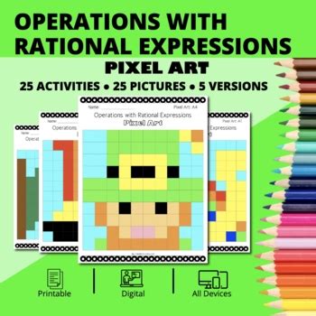 St Patrick S Day Operations With Rational Expressions Pixel Art Activity