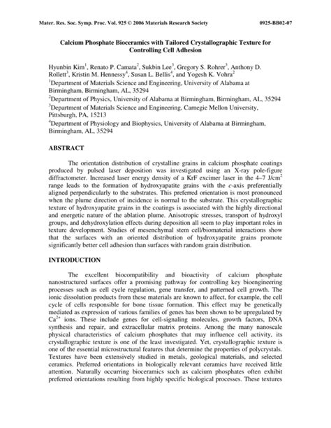 Calcium Phosphate Bioceramics With Tailored Crystallographic